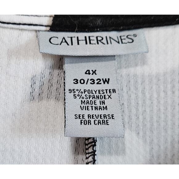 CATHERINES Women's Plus 4X 30 32 Midi Dress Textured Floral Black White Bust 50" - Picture 3 of 6